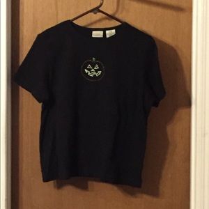 Black pumpkin embellished t-shirt - L